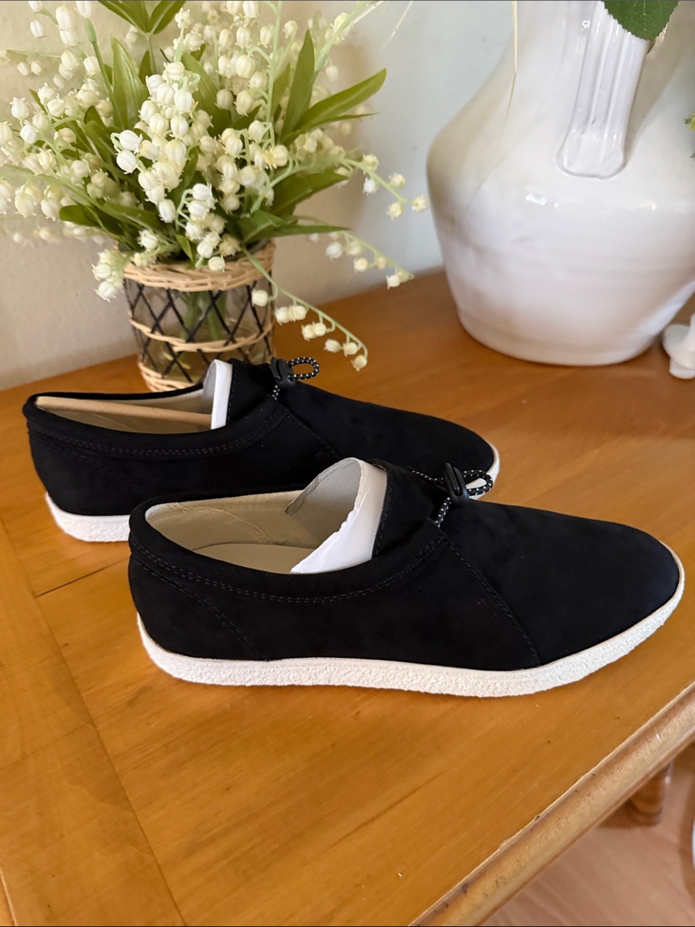 Lucky Brand Black Suede Slip-On Sneakers with White Sole - Picture 13 of 13